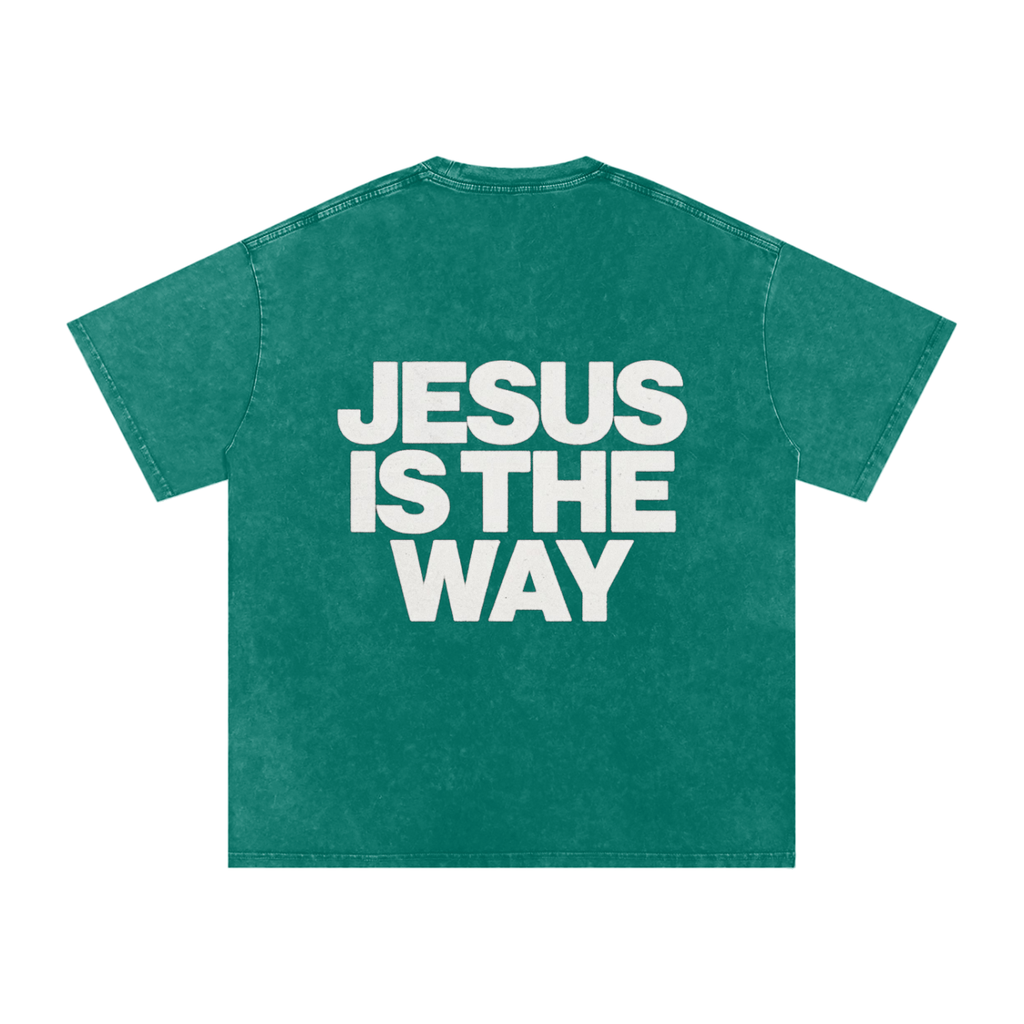 JESUS IS THE WAY Washed Oversized Cotton T-Shirt