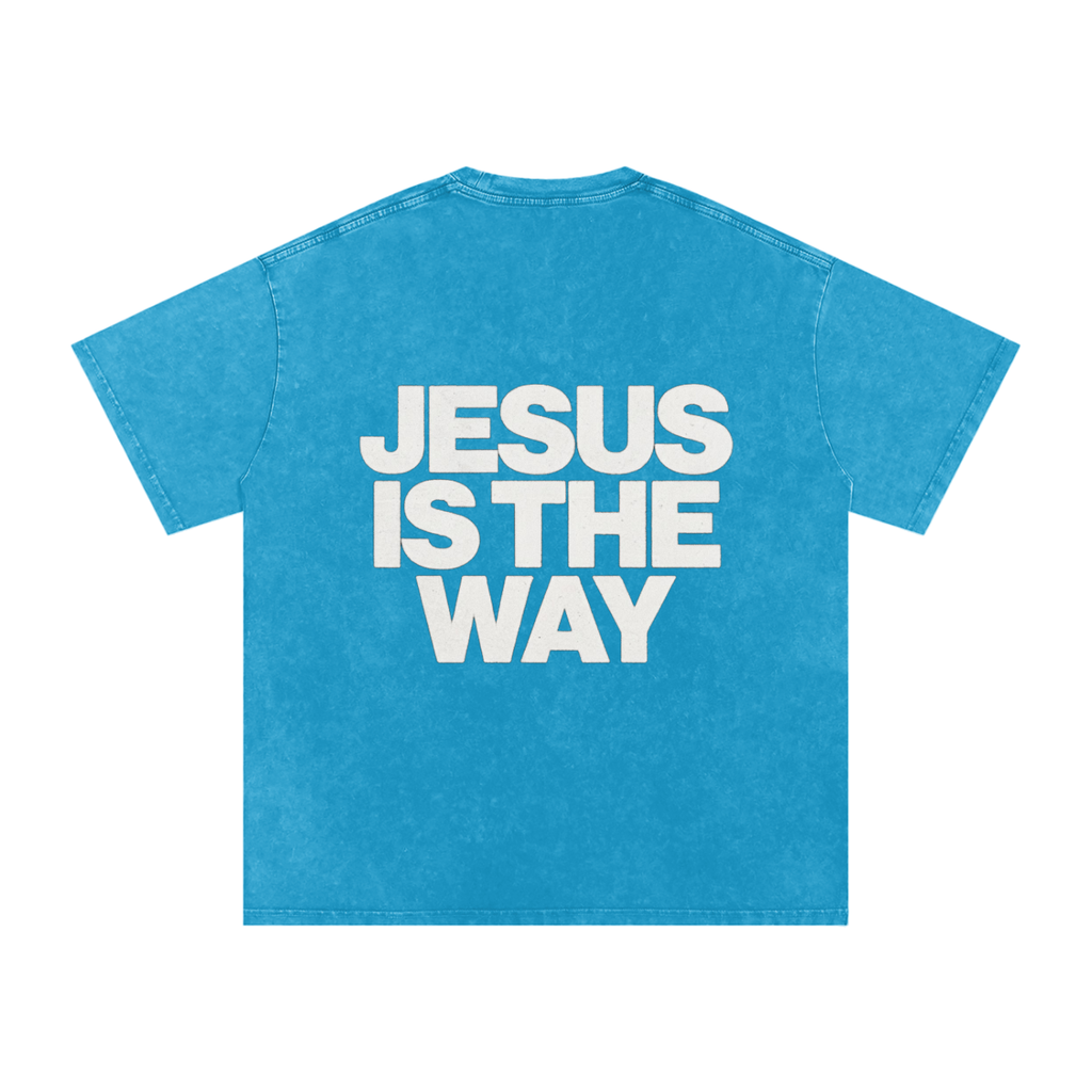JESUS IS THE WAY Washed Oversized Cotton T-Shirt