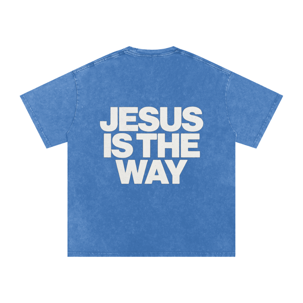 JESUS IS THE WAY Washed Oversized Cotton T-Shirt