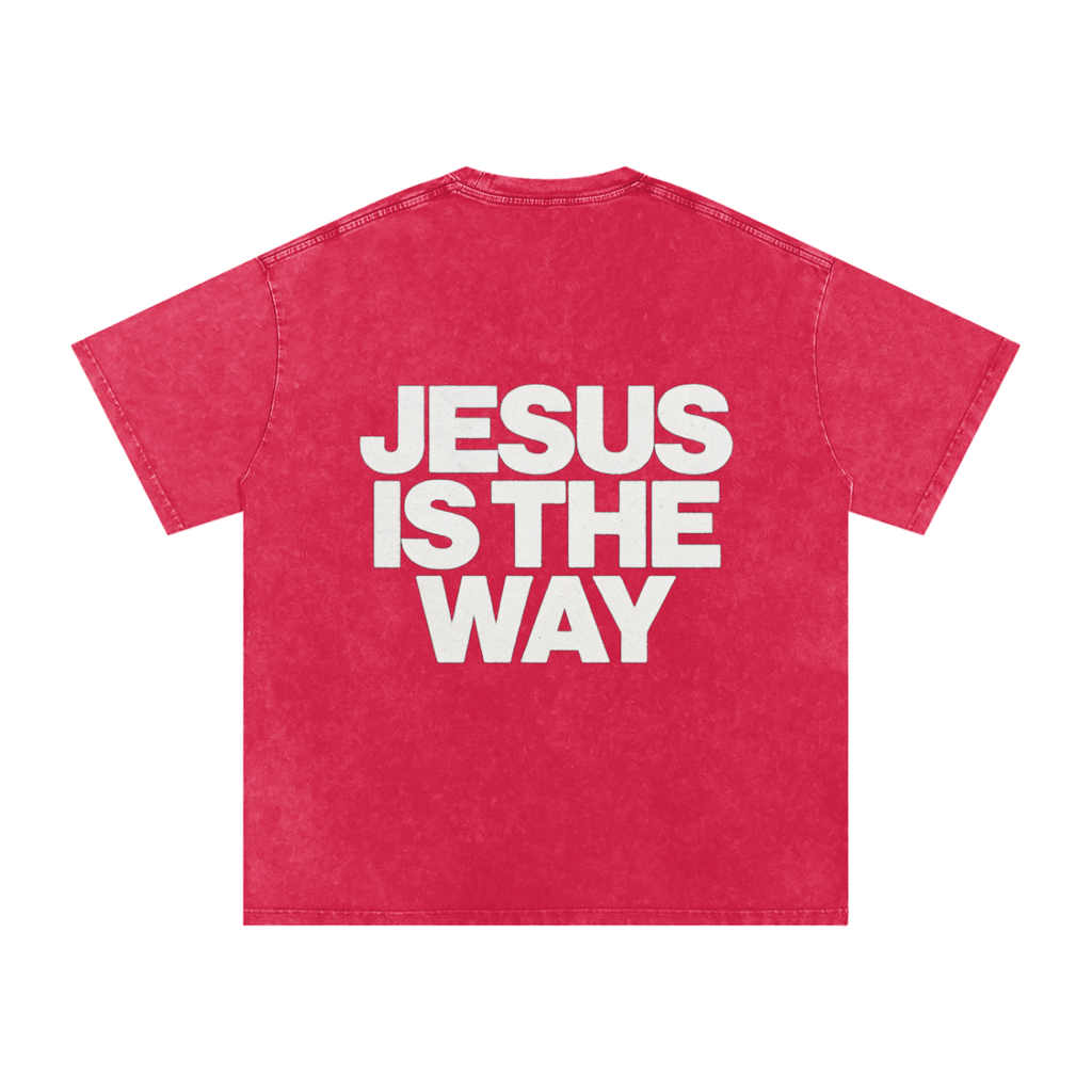 JESUS IS THE WAY Washed Oversized Cotton T-Shirt