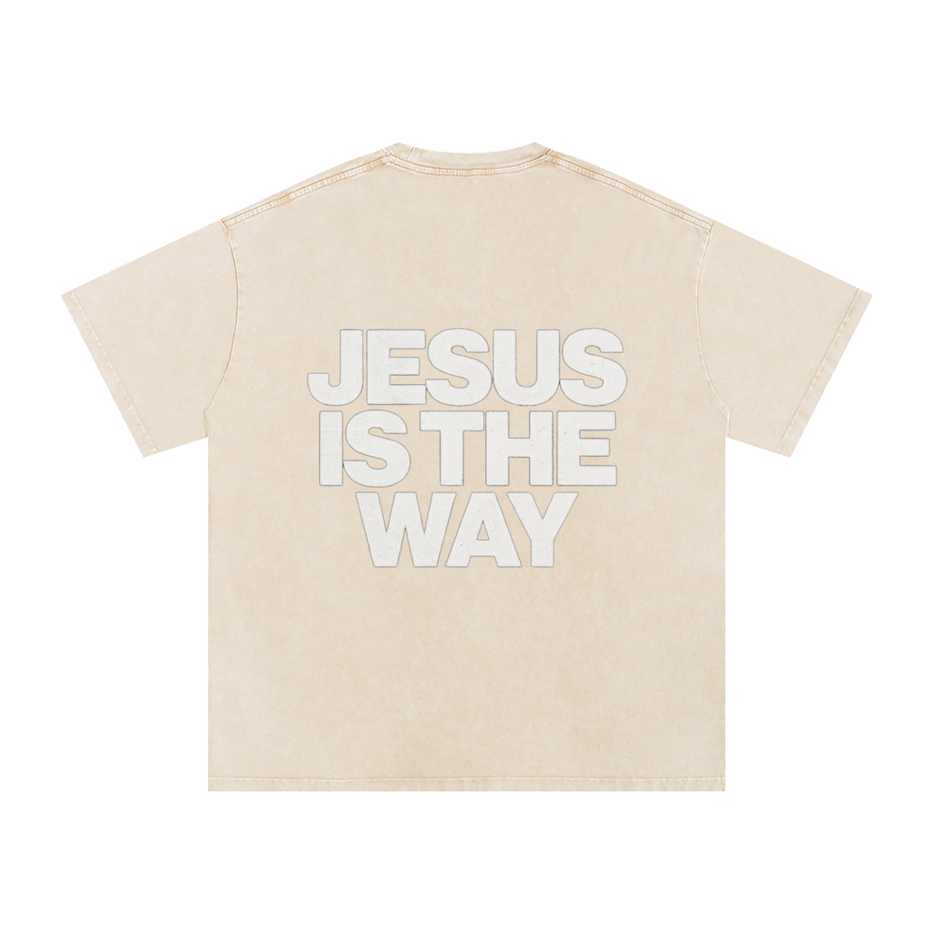 JESUS IS THE WAY Washed Oversized Cotton T-Shirt