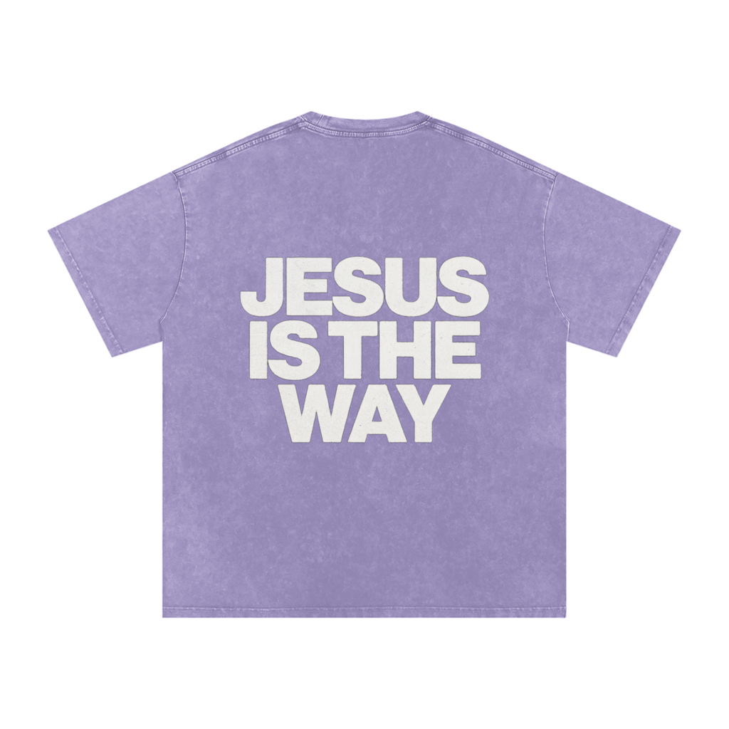JESUS IS THE WAY Washed Oversized Cotton T-Shirt