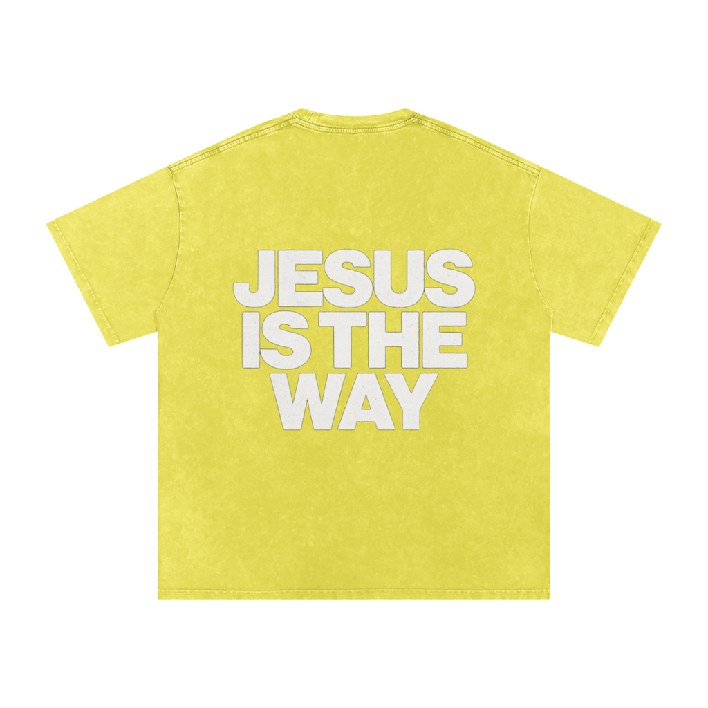 JESUS IS THE WAY Washed Oversized Cotton T-Shirt