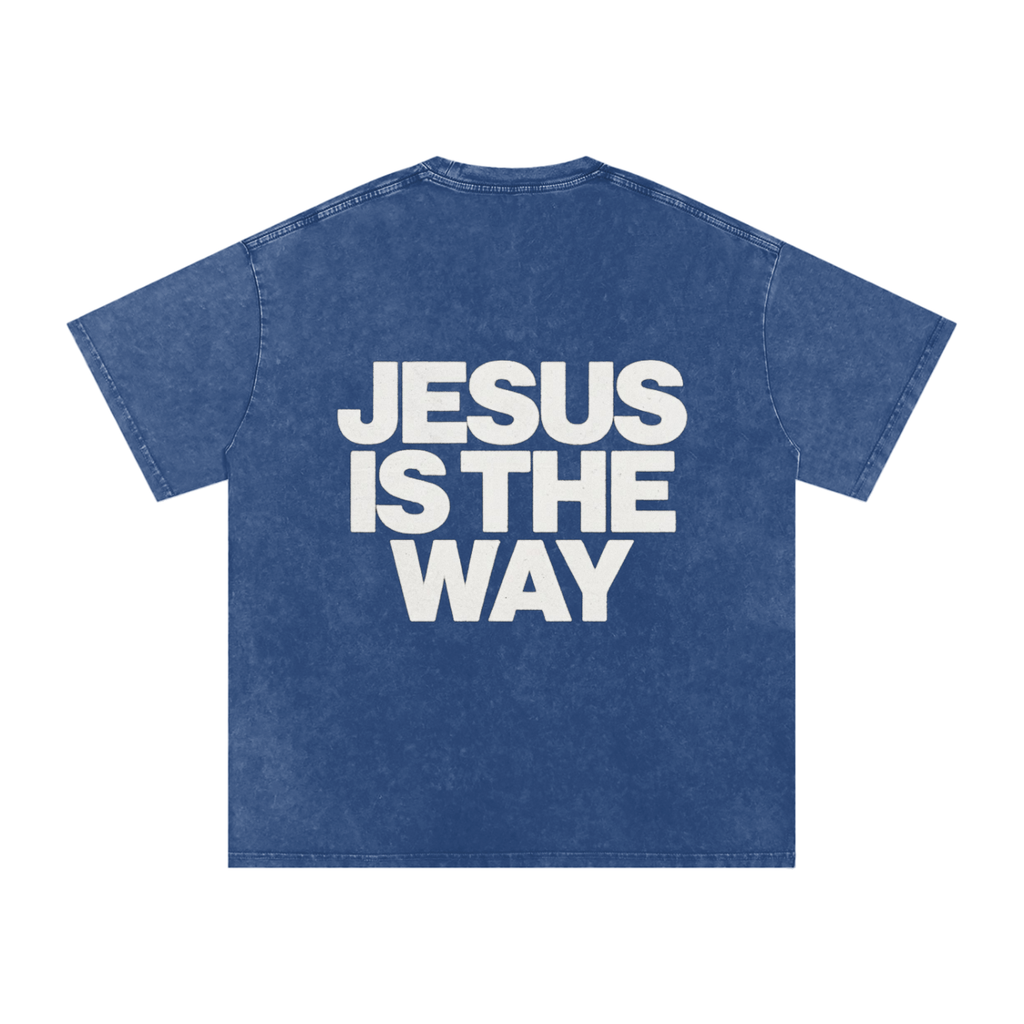 JESUS IS THE WAY Washed Oversized Cotton T-Shirt