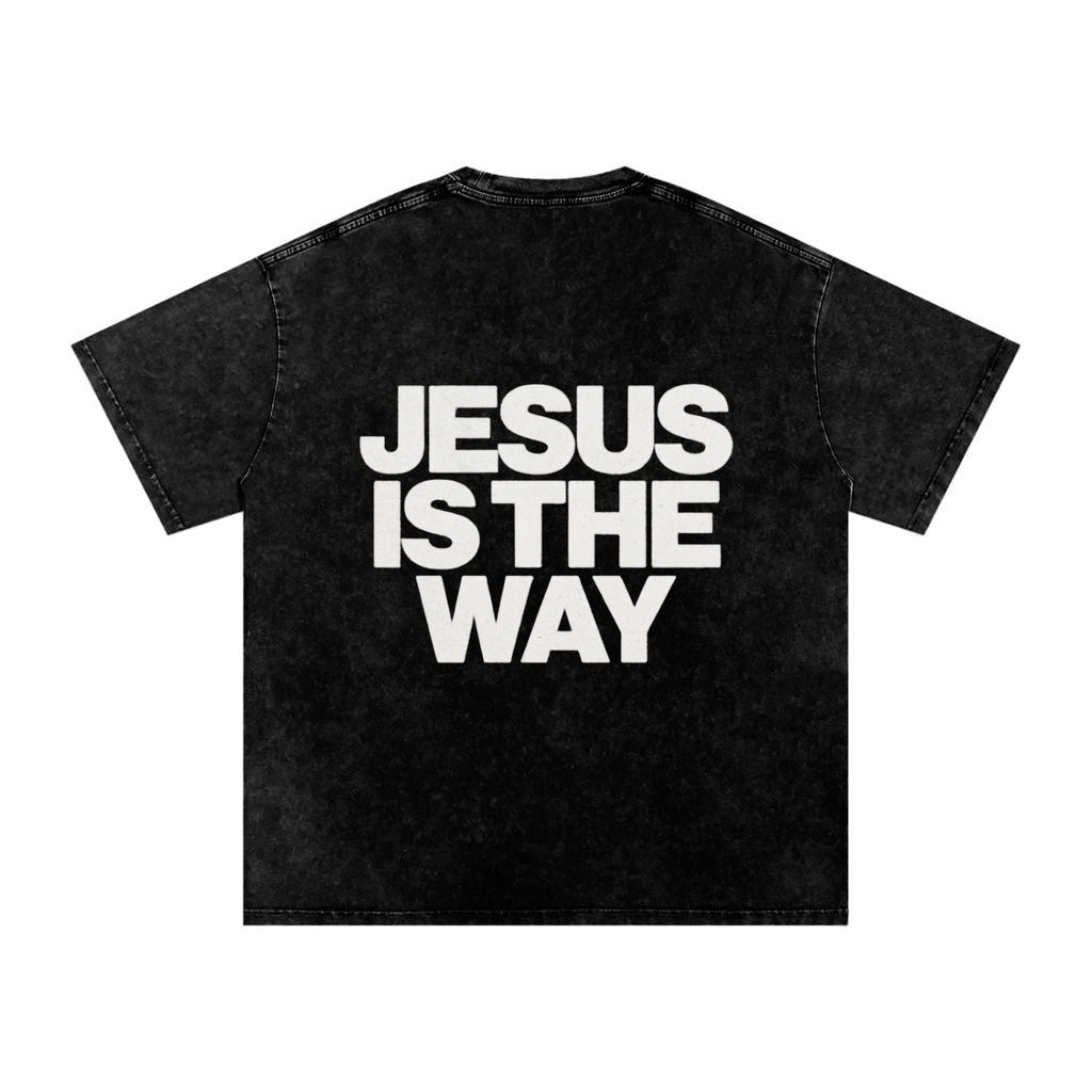 JESUS IS THE WAY Washed Oversized Cotton T-Shirt