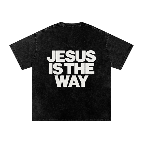 JESUS IS THE WAY Washed Oversized Cotton T-Shirt