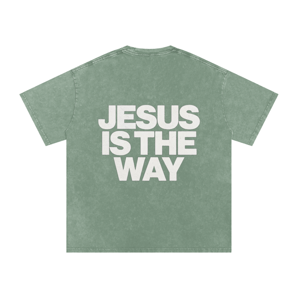 JESUS IS THE WAY Washed Oversized Cotton T-Shirt