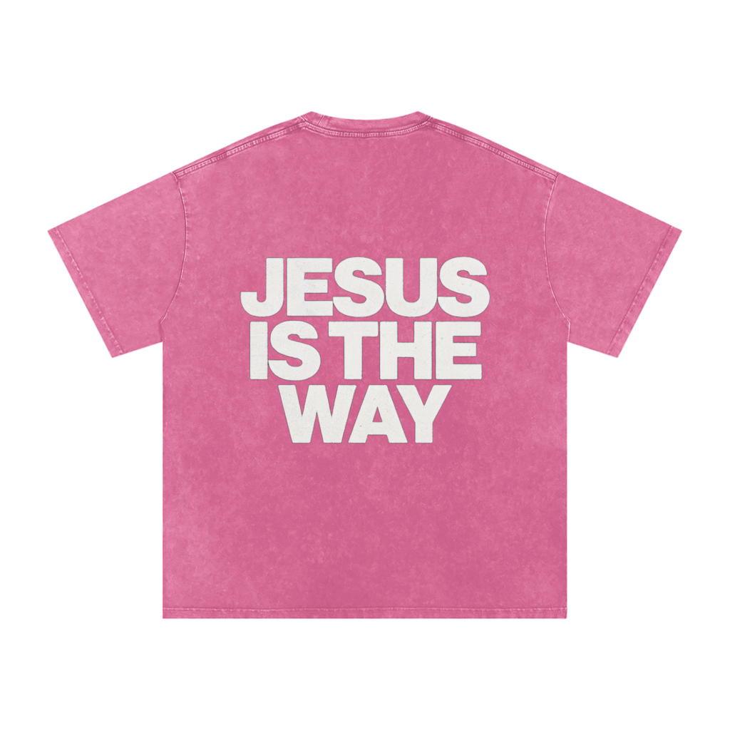 JESUS IS THE WAY Washed Oversized Cotton T-Shirt