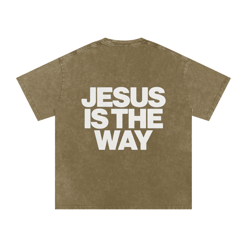 JESUS IS THE WAY Washed Oversized Cotton T-Shirt