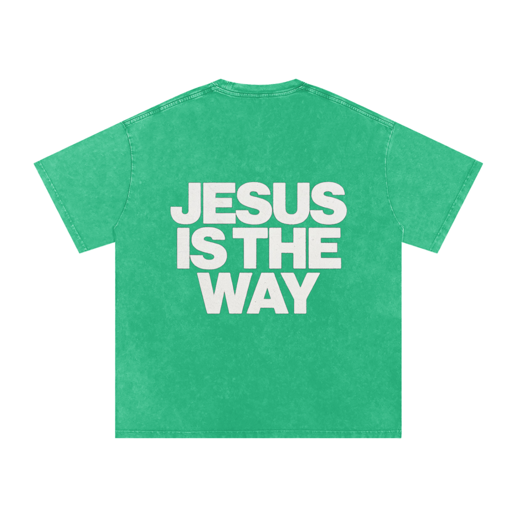 JESUS IS THE WAY Washed Oversized Cotton T-Shirt