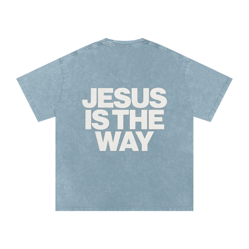 JESUS IS THE WAY Washed Oversized Cotton T-Shirt