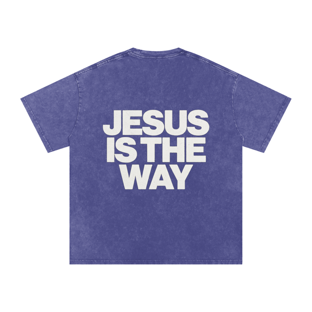 JESUS IS THE WAY Washed Oversized Cotton T-Shirt