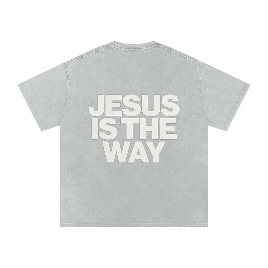 JESUS IS THE WAY Washed Oversized Cotton T-Shirt