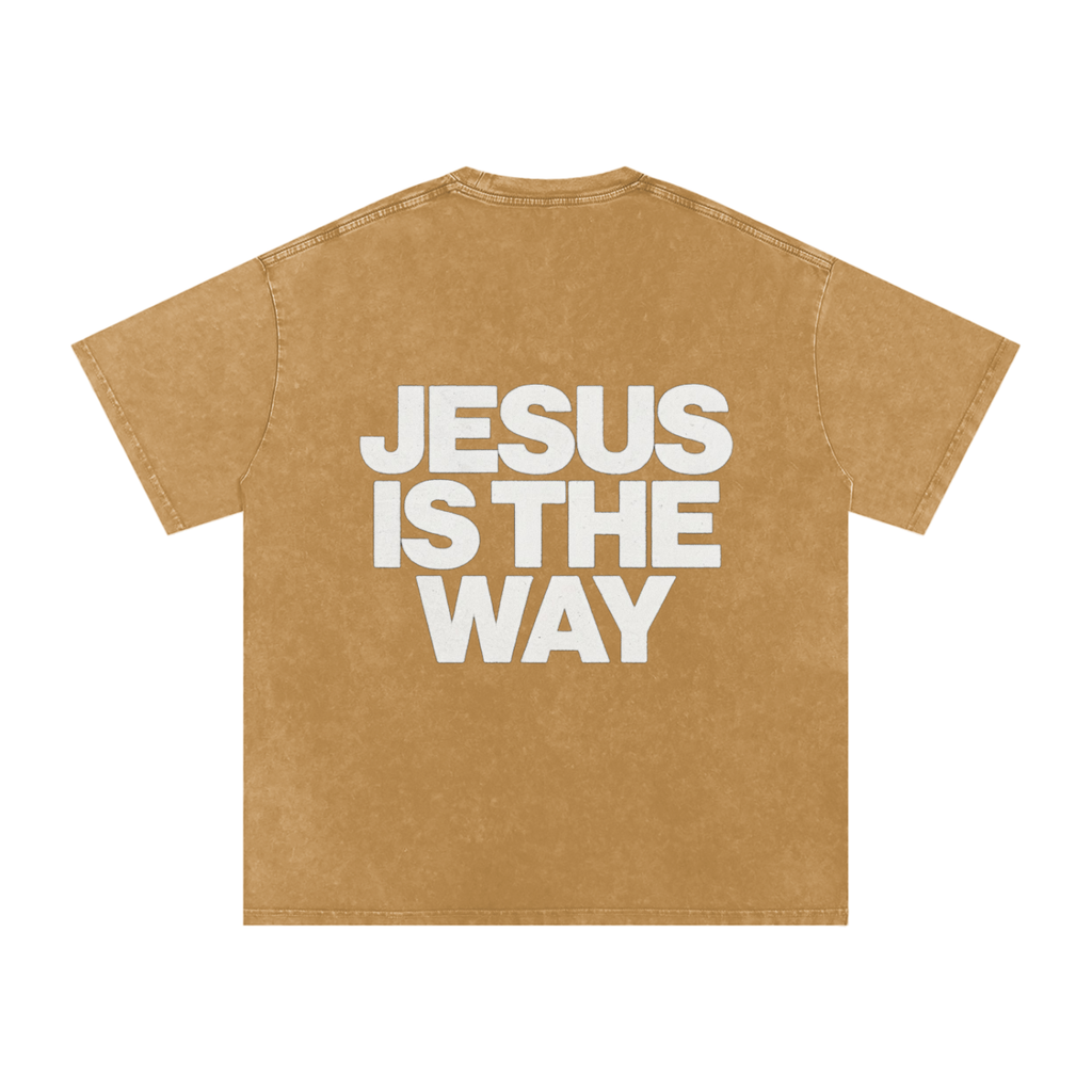 JESUS IS THE WAY Washed Oversized Cotton T-Shirt
